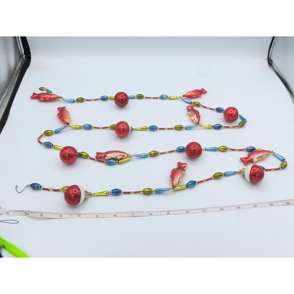 Cody Foster 6ft Glass Fishing Garland Red Bobbers Mercury Glass Fish Cabin Decor